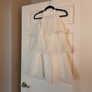 Girls White Tiered Halter Dress